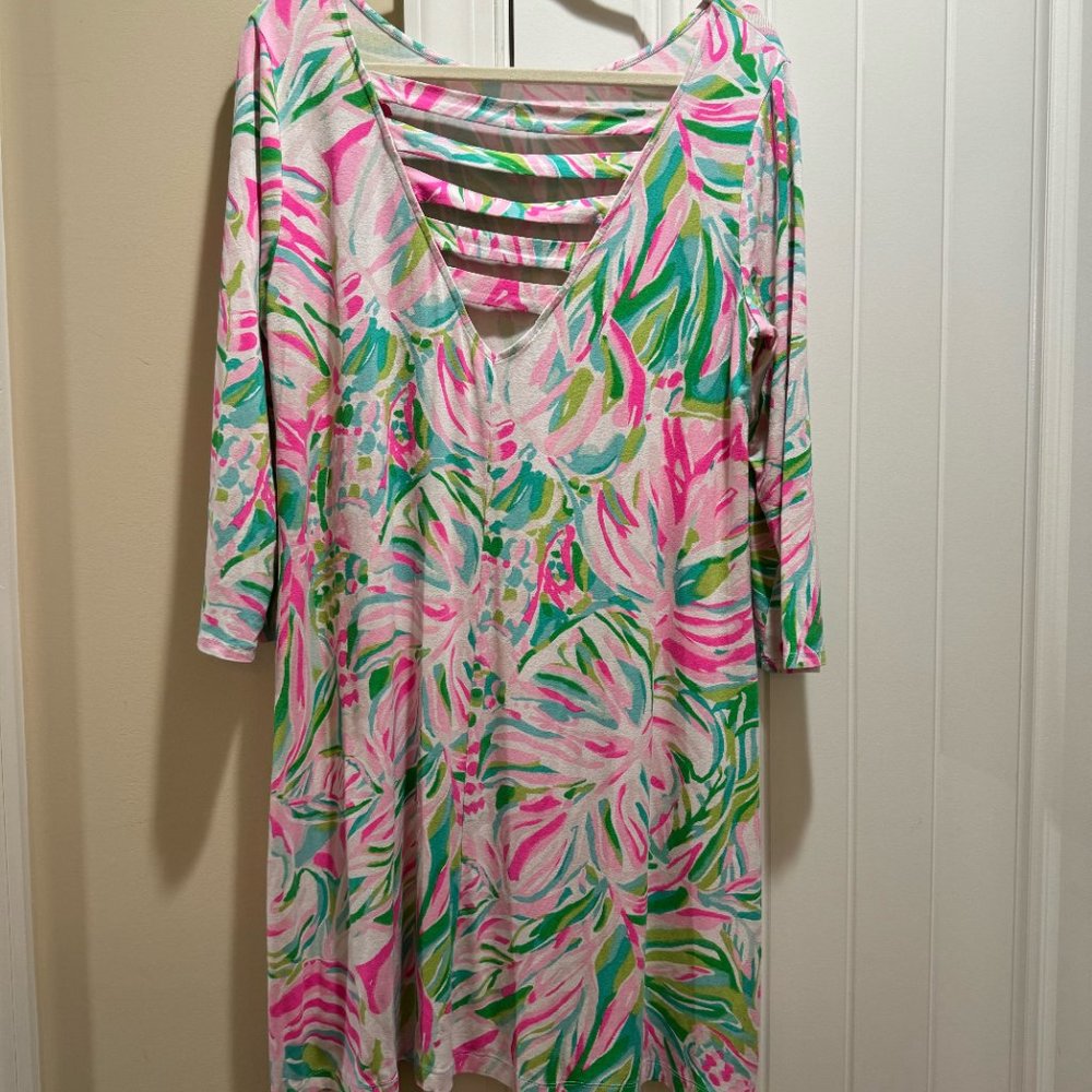 Lilly Pulitzer Pink Green White Tropical Print Tunic Dress